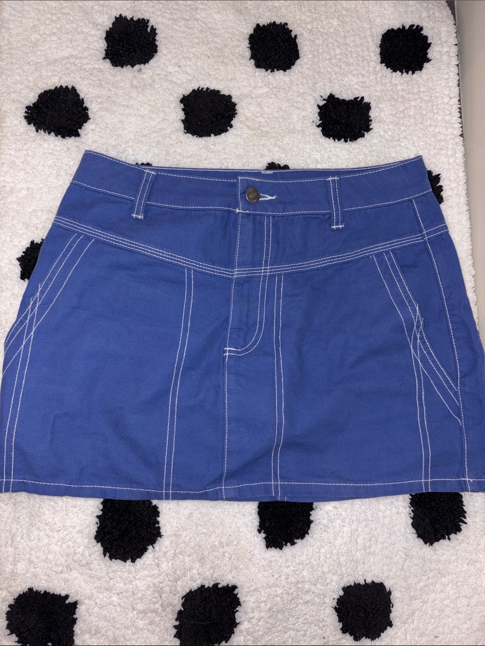 Forever 21 Royal Blue Mini Skirt with White Contrast Stitching